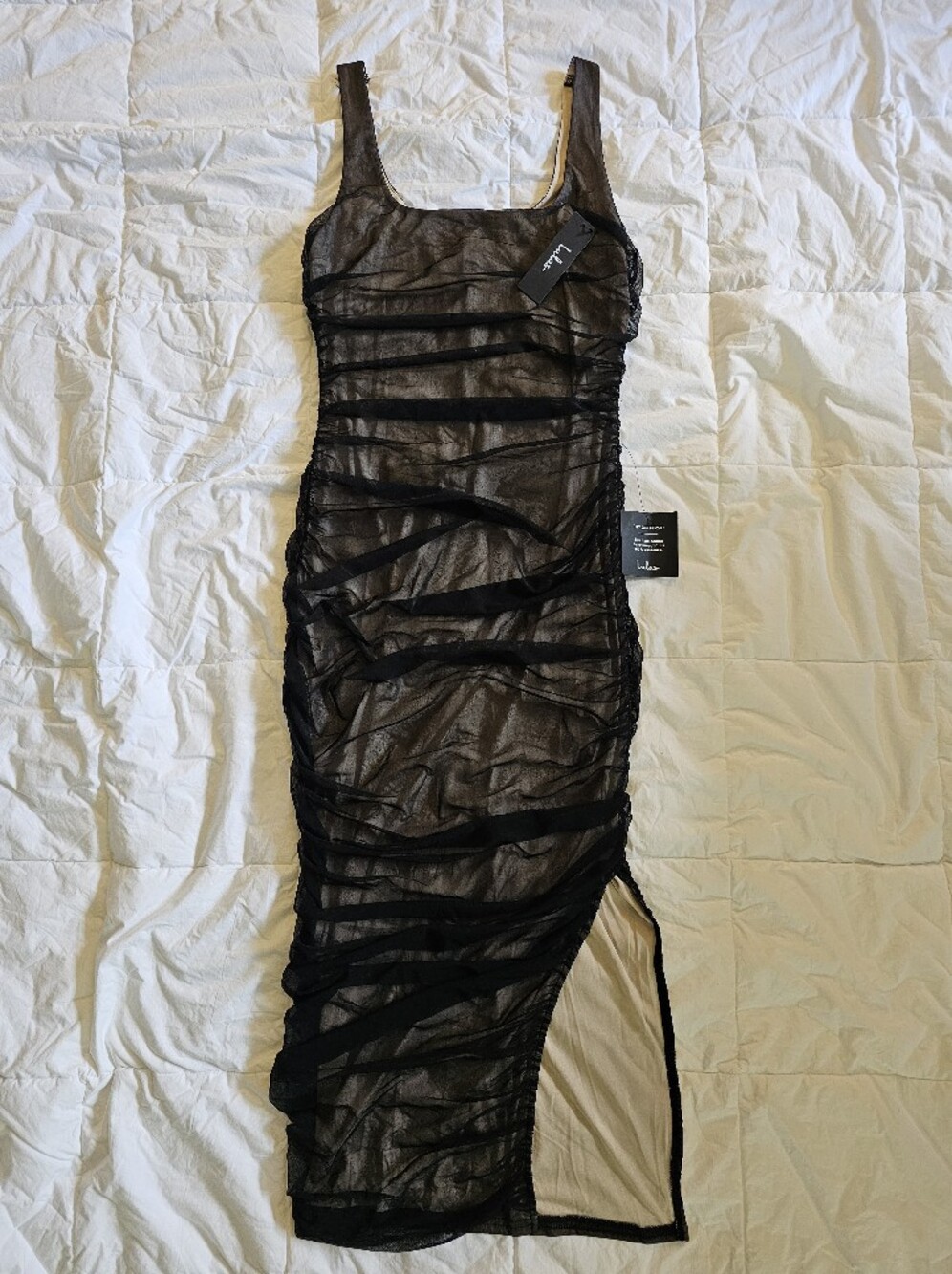 Lulu's Sheer Ruched Dress